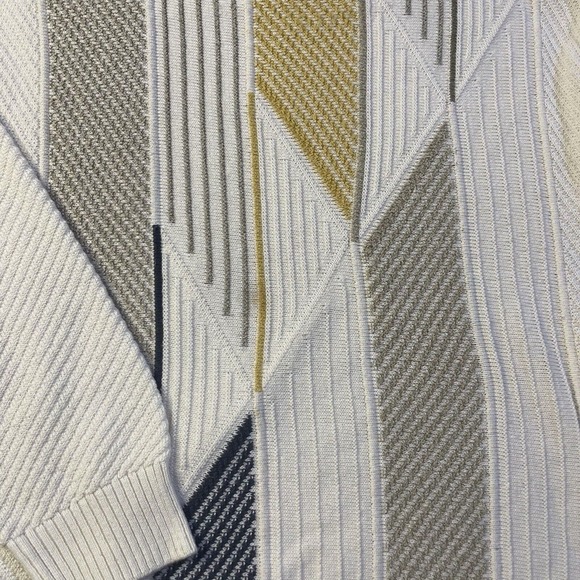 Vintage Mens Norm Thompson Beige yellow Knit Textured Sweater Pullover Sz L - Picture 6 of 7